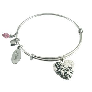 Expandable Silver Mother Daughter Bangle Bracelet
